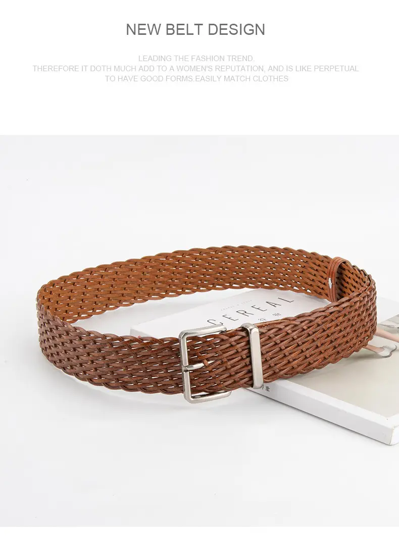 Woven Women's Belt Coffee Color Retro Style — feature 13