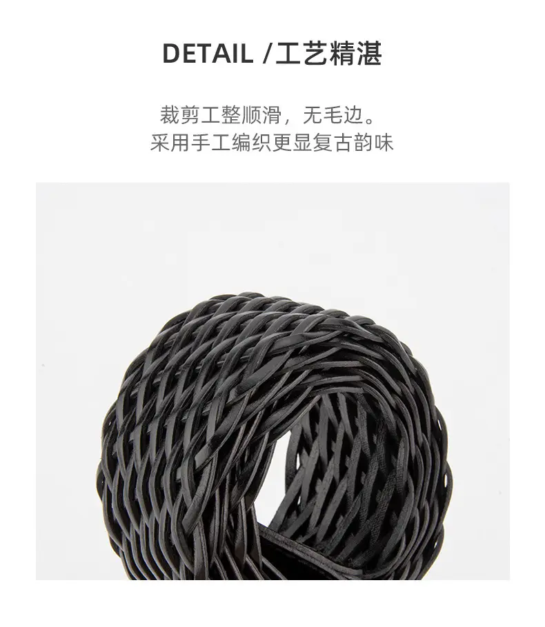 Woven Women's Belt Coffee Color Retro Style — feature 7