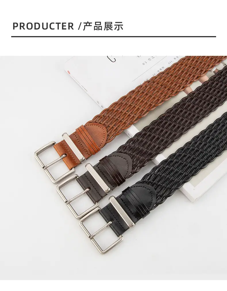 Woven Women's Belt Coffee Color Retro Style — feature 9