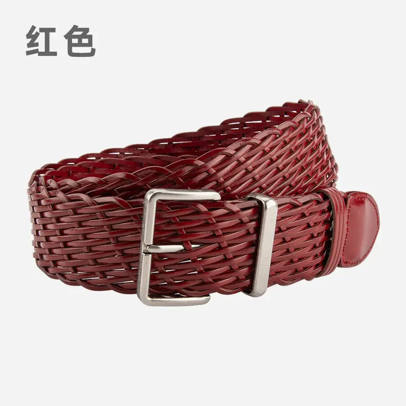 Woven Women's Belt Coffee Color Retro Style - Image 2