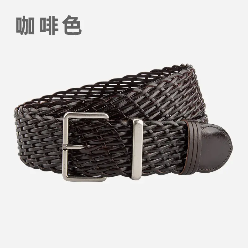 Woven Women's Belt Coffee Color Retro Style - Image 3