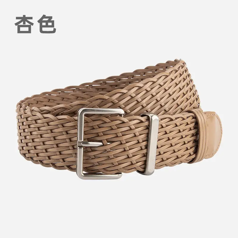 Woven Women's Belt Coffee Color Retro Style - Image 5