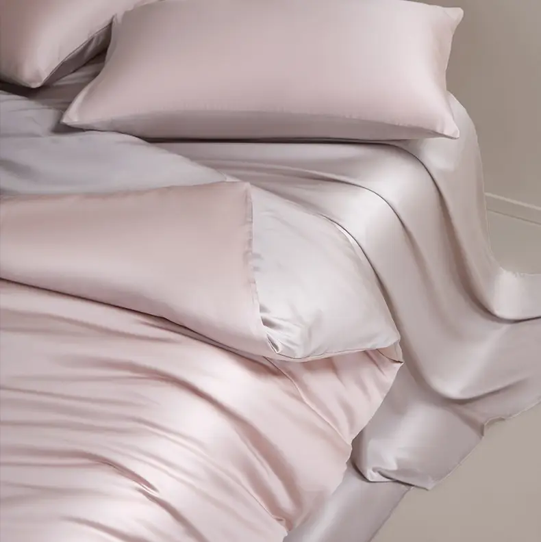 100 Lanjing Tencel bed four-piece lyocell ice silk sheets summer cool feeling quilt cover silk slippery naked sleep 4 — feature 16