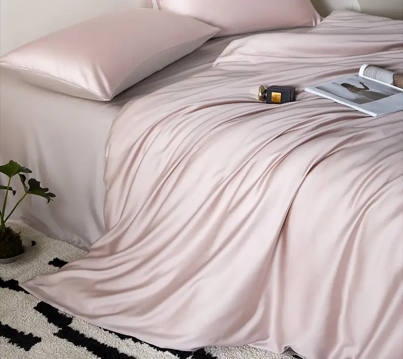 100 Lanjing Tencel bed four-piece lyocell ice silk sheets summer cool feeling quilt cover silk slippery naked sleep 4 — feature 18