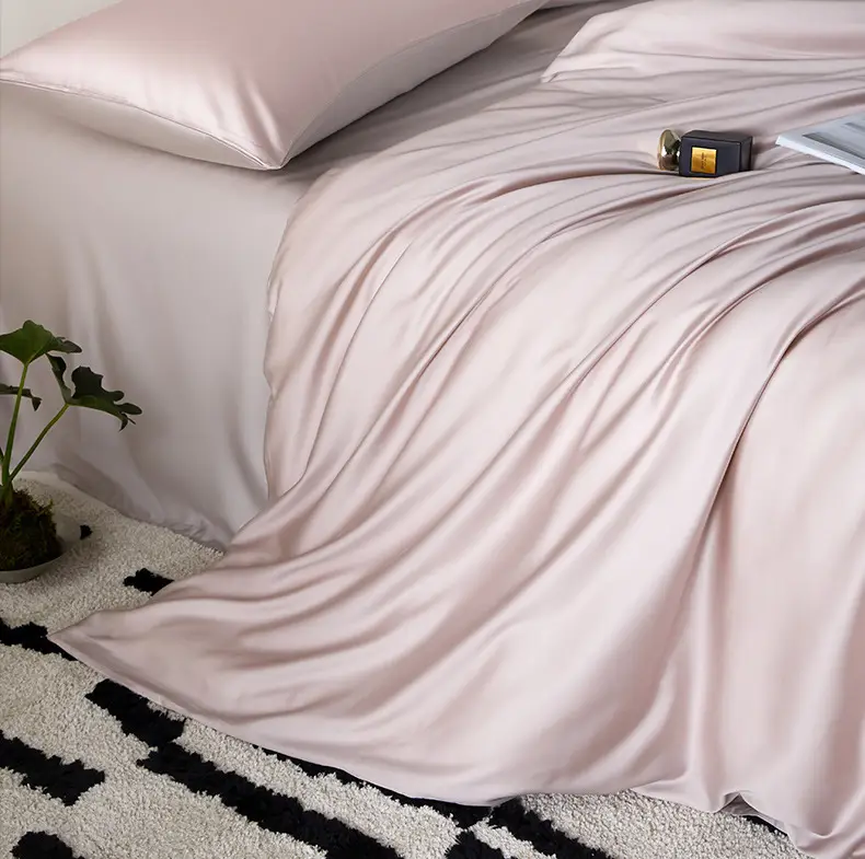 100 Lanjing Tencel bed four-piece lyocell ice silk sheets summer cool feeling quilt cover silk slippery naked sleep 4 — feature 20