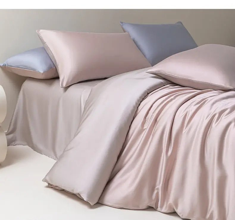 100 Lanjing Tencel bed four-piece lyocell ice silk sheets summer cool feeling quilt cover silk slippery naked sleep 4 — feature 5