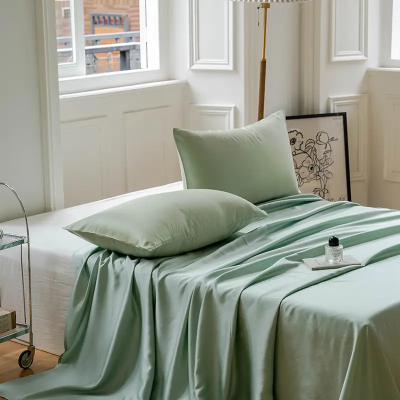 100 Lanjing Tencel bed four-piece lyocell ice silk sheets summer cool feeling quilt cover silk slippery naked sleep 4