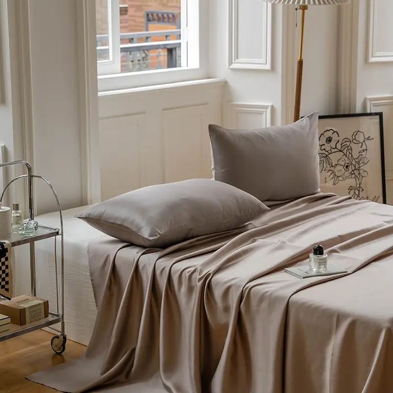 100 Lanjing Tencel bed four-piece lyocell ice silk sheets summer cool feeling quilt cover silk slippery naked sleep 4