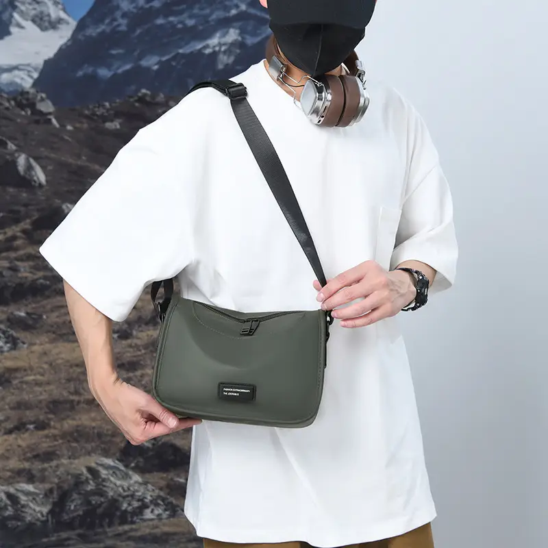 Men's Waterproof Oxford Crossbody Bag Black - Image 5