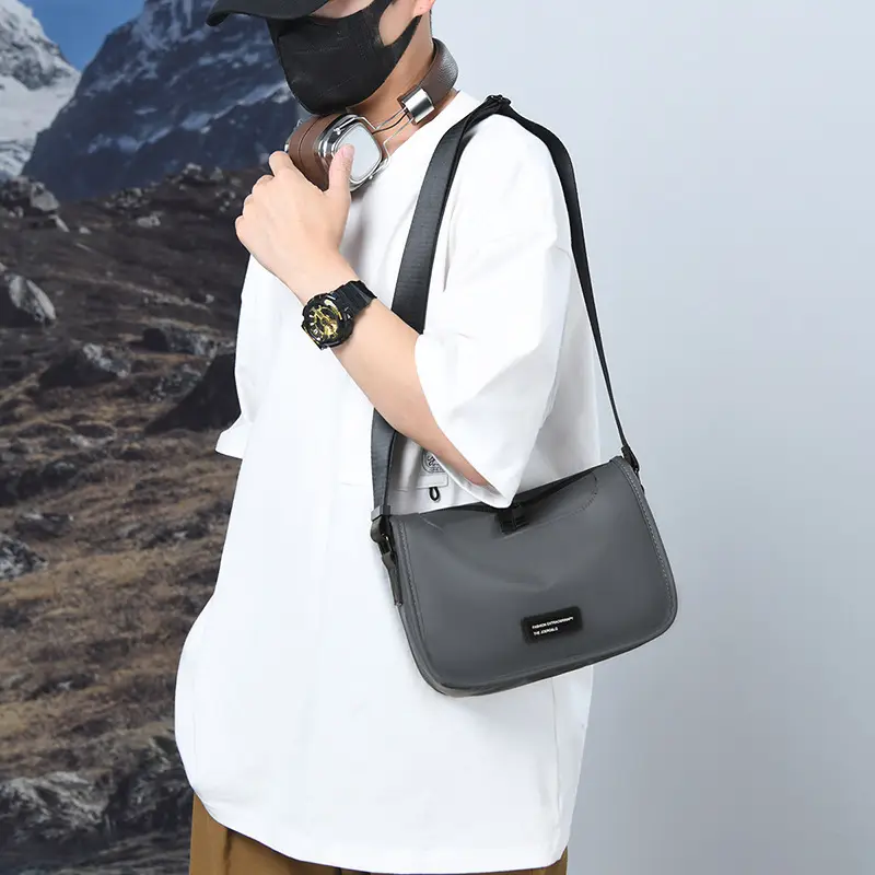 Men's Waterproof Oxford Crossbody Bag Black - Image 7