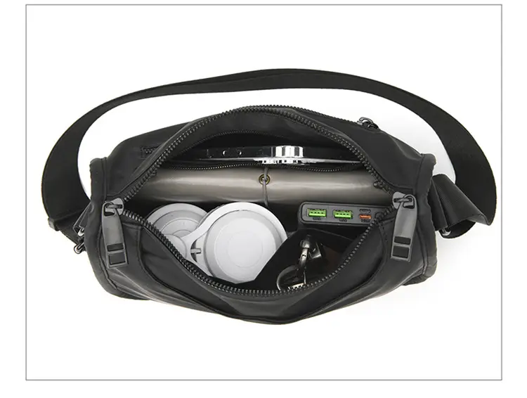 Men's Waterproof Oxford Crossbody Bag Black — feature 10