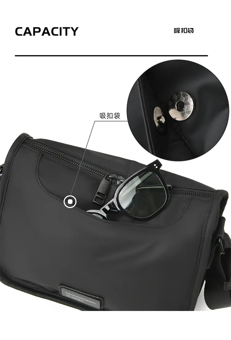 Men's Waterproof Oxford Crossbody Bag Black — feature 12