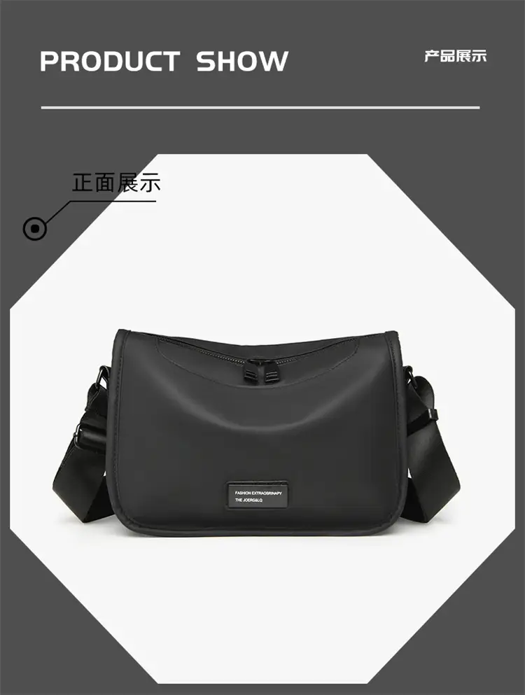Men's Waterproof Oxford Crossbody Bag Black — feature 14