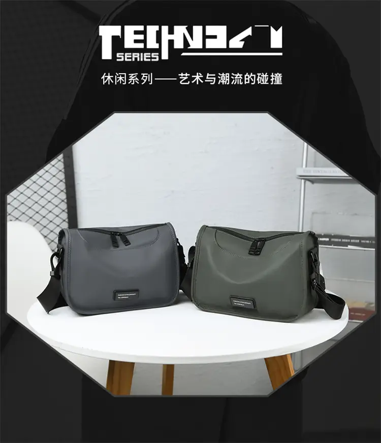 Men's Waterproof Oxford Crossbody Bag Black — feature 2