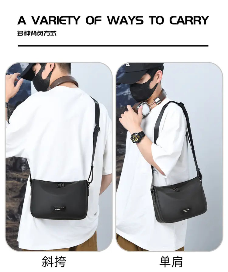 Men's Waterproof Oxford Crossbody Bag Black — feature 7