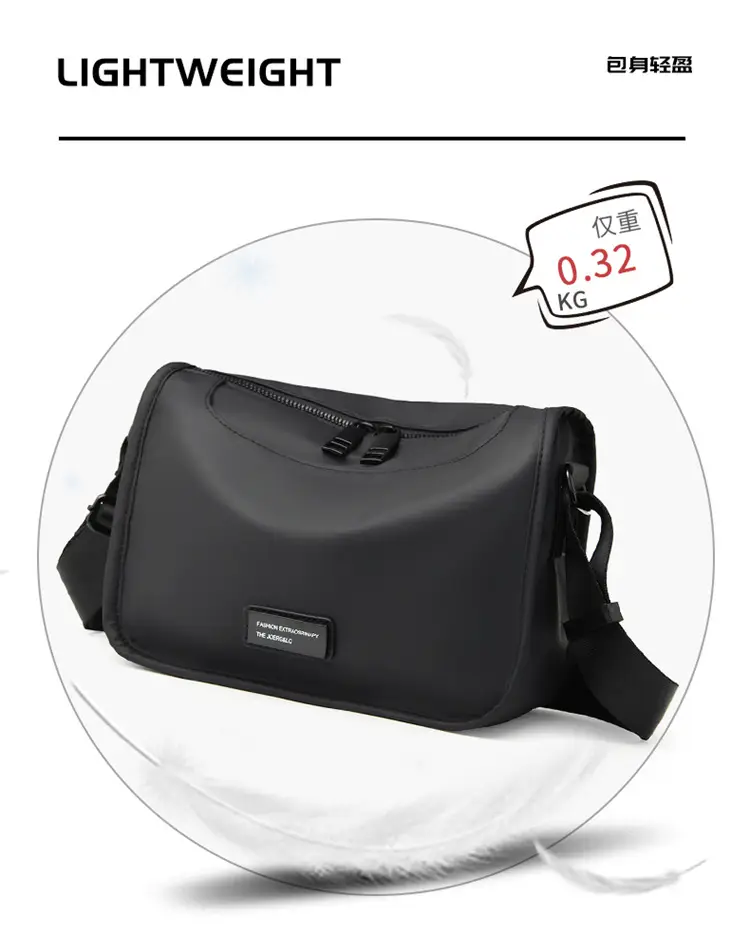 Men's Waterproof Oxford Crossbody Bag Black — feature 8