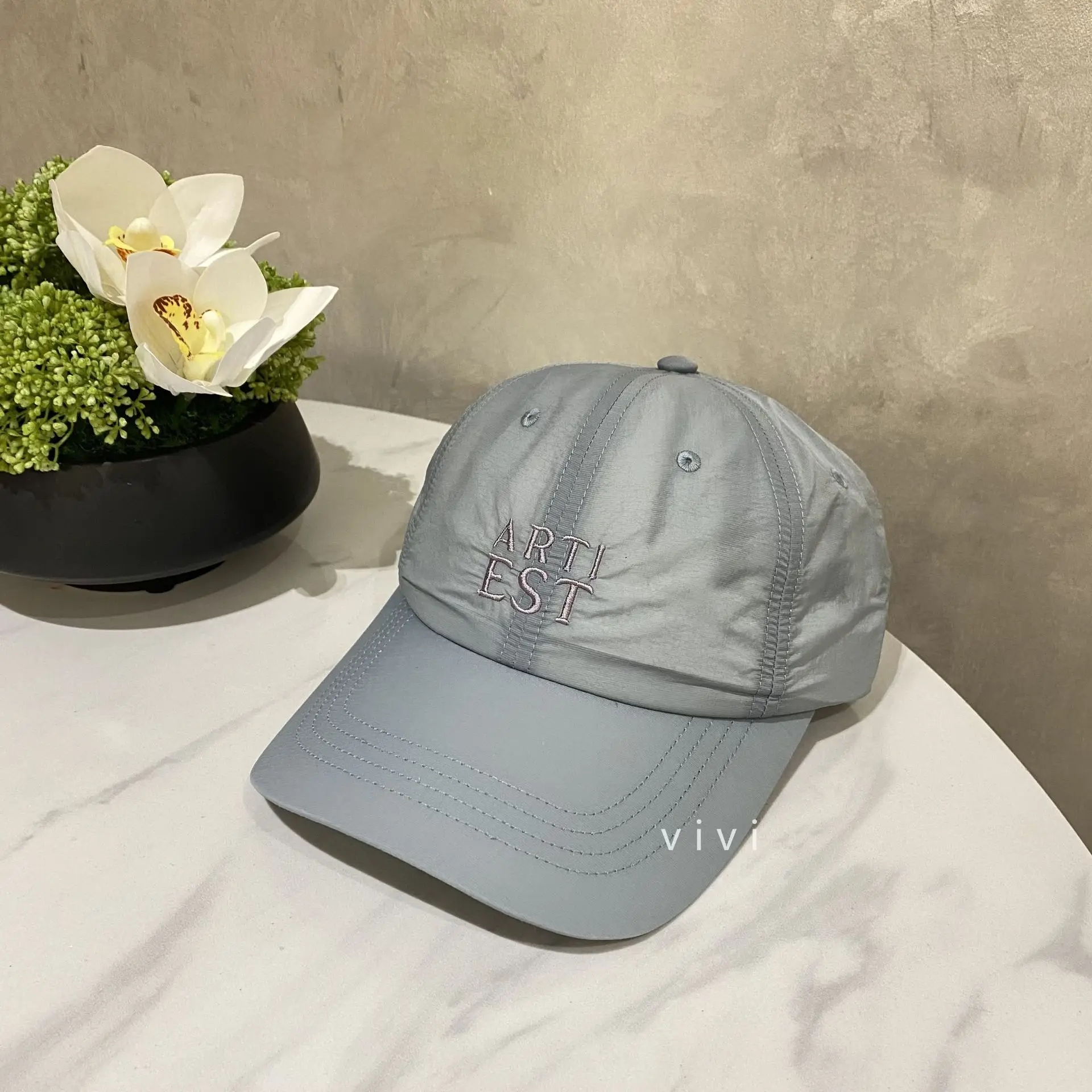 Women's Light Blue Artistic Letter Cap Summer Sunshade - Image 5
