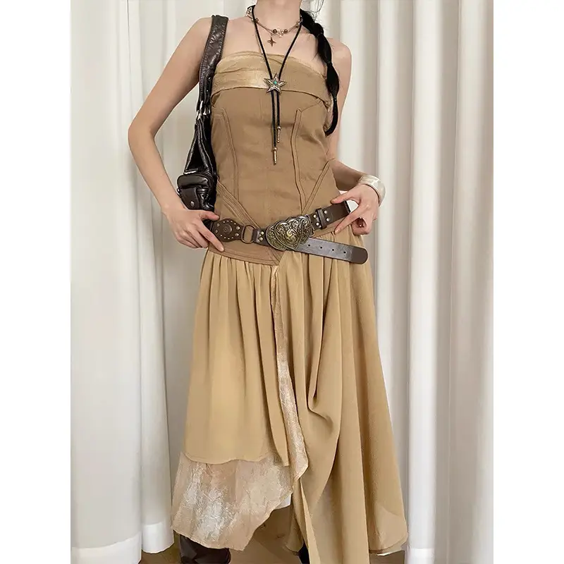 Bohemian Belted Skirt with Waist Chain & Rope Denim Pants - Image 12