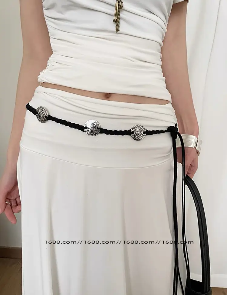 Bohemian Belted Skirt with Waist Chain & Rope Denim Pants — feature 16