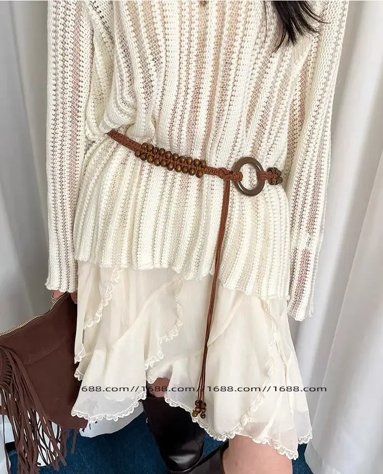 Bohemian Belted Skirt with Waist Chain & Rope Denim Pants — feature 21