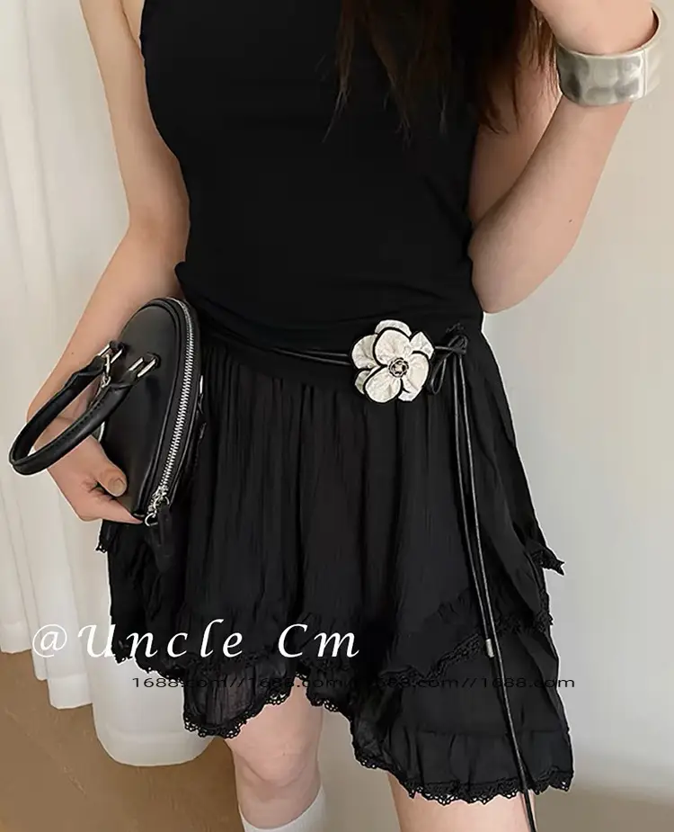 Bohemian Belted Skirt with Waist Chain & Rope Denim Pants — feature 4