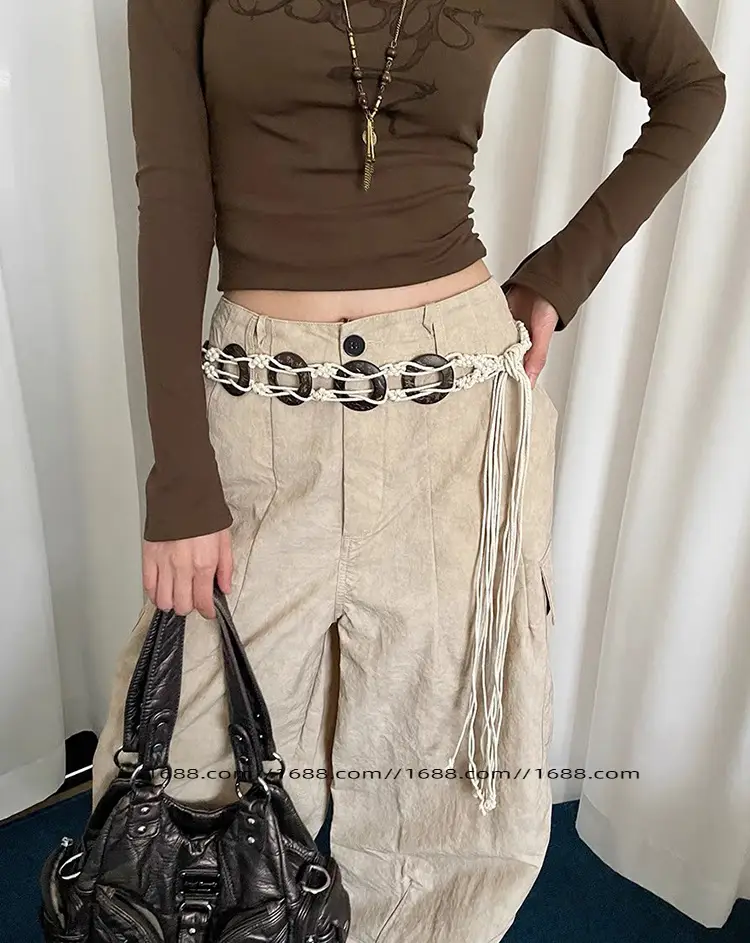 Bohemian Belted Skirt with Waist Chain & Rope Denim Pants — feature 6