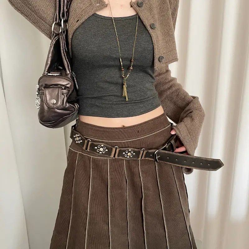 Bohemian Belted Skirt with Waist Chain & Rope Denim Pants - Image 6