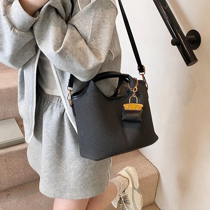 Women's 2-Piece Korean Style Bucket Bag Set Beige - Image 6