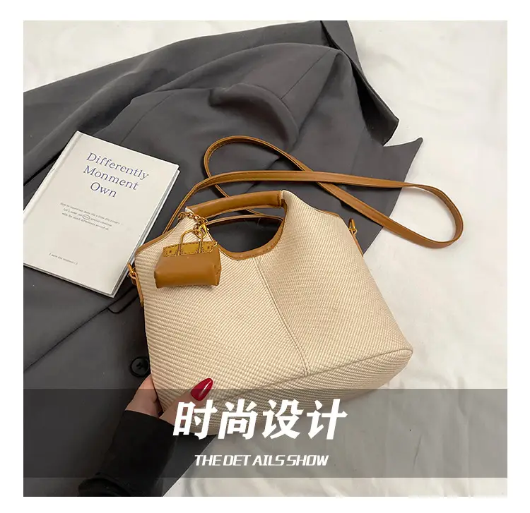 Women's 2-Piece Korean Style Bucket Bag Set Beige — feature 12