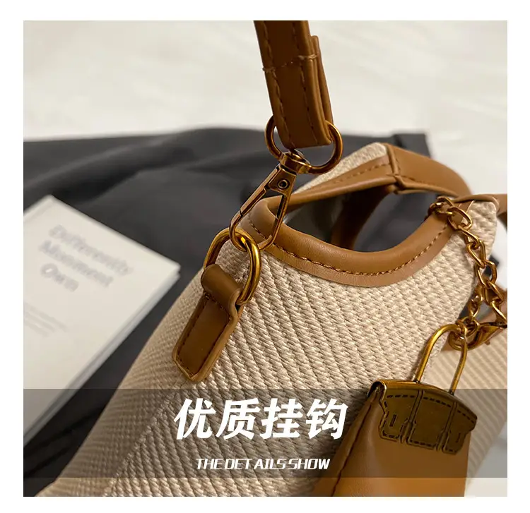 Women's 2-Piece Korean Style Bucket Bag Set Beige — feature 15