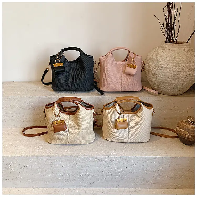 Women's 2-Piece Korean Style Bucket Bag Set Beige — feature 2