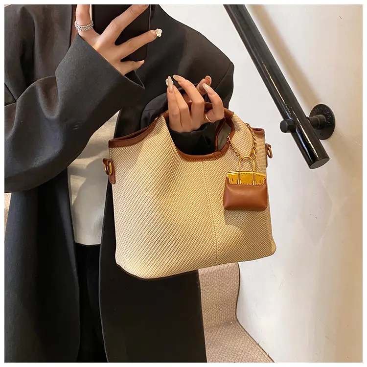 Women's 2-Piece Korean Style Bucket Bag Set Beige — feature 25