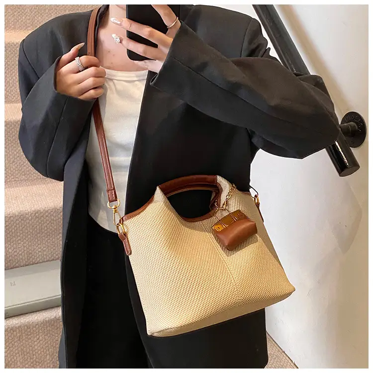 Women's 2-Piece Korean Style Bucket Bag Set Beige — feature 26