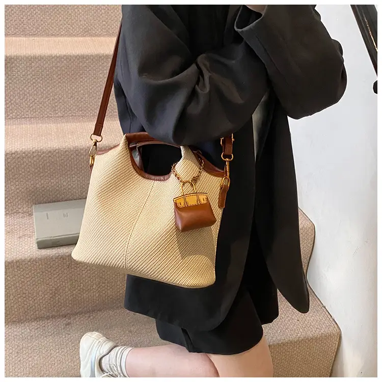 Women's 2-Piece Korean Style Bucket Bag Set Beige — feature 28