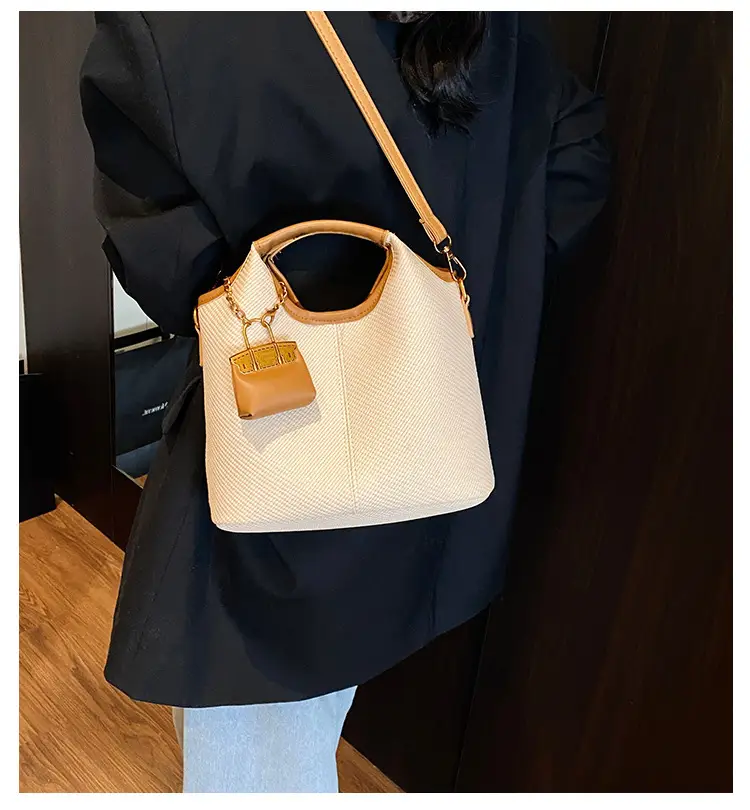 Women's 2-Piece Korean Style Bucket Bag Set Beige — feature 3