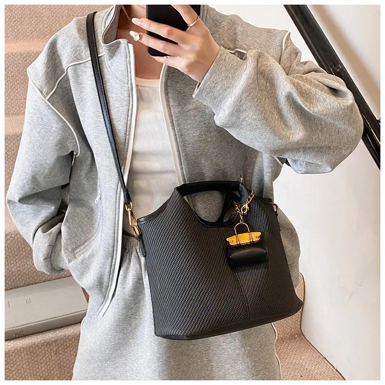 Women's 2-Piece Korean Style Bucket Bag Set Beige — feature 30