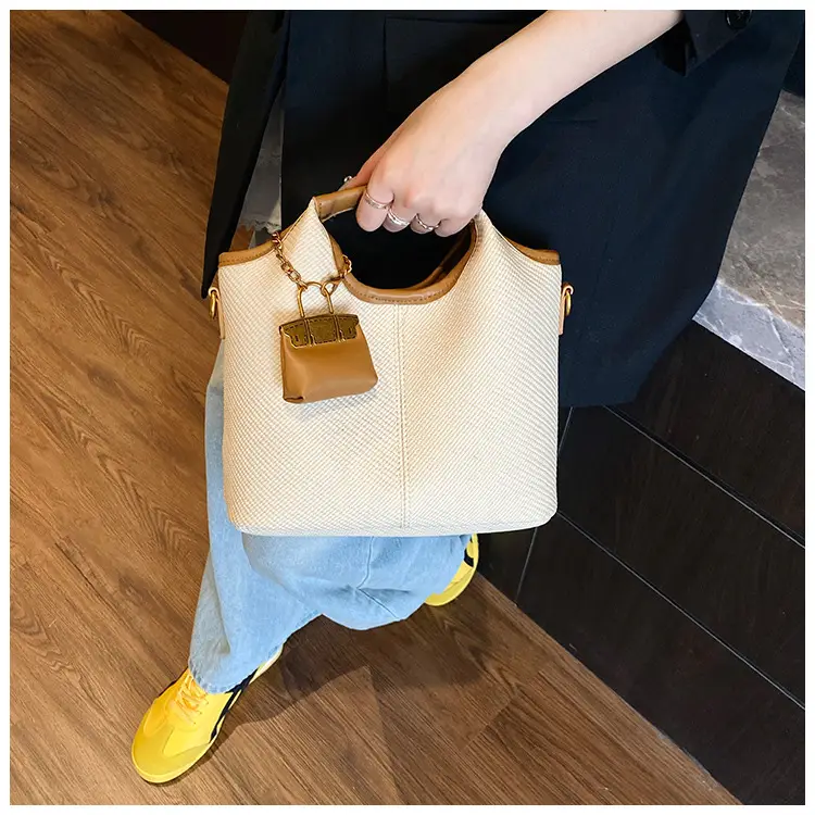 Women's 2-Piece Korean Style Bucket Bag Set Beige — feature 32