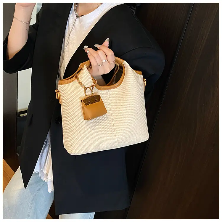 Women's 2-Piece Korean Style Bucket Bag Set Beige — feature 33