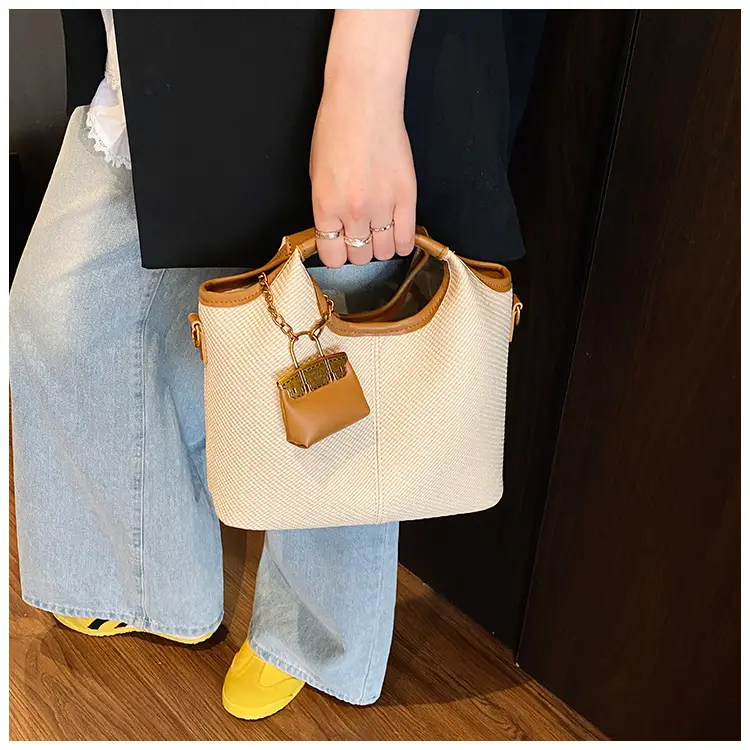 Women's 2-Piece Korean Style Bucket Bag Set Beige — feature 34