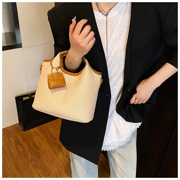 Women's 2-Piece Korean Style Bucket Bag Set Beige — feature 35