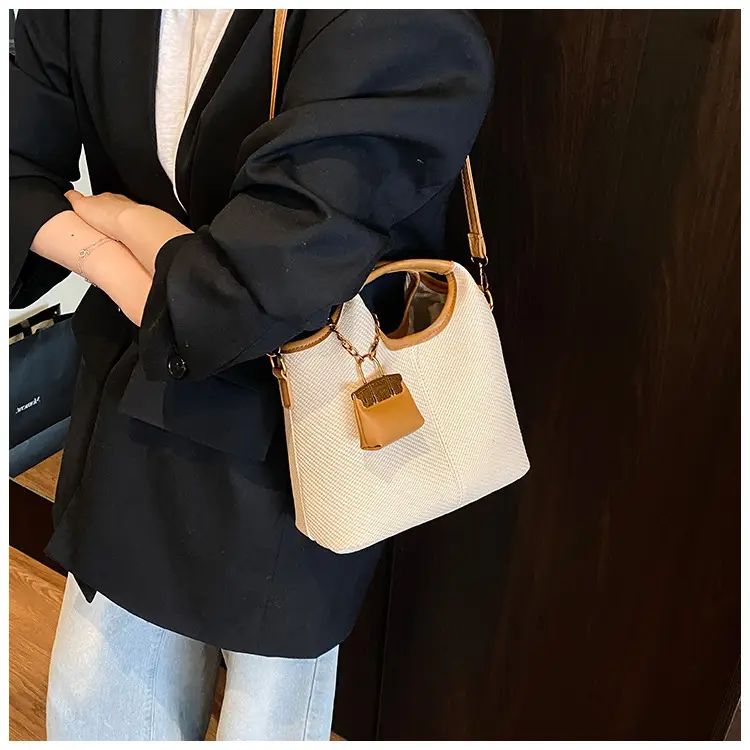 Women's 2-Piece Korean Style Bucket Bag Set Beige — feature 36