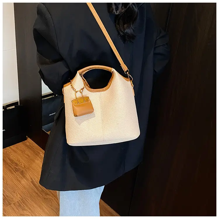 Women's 2-Piece Korean Style Bucket Bag Set Beige — feature 37