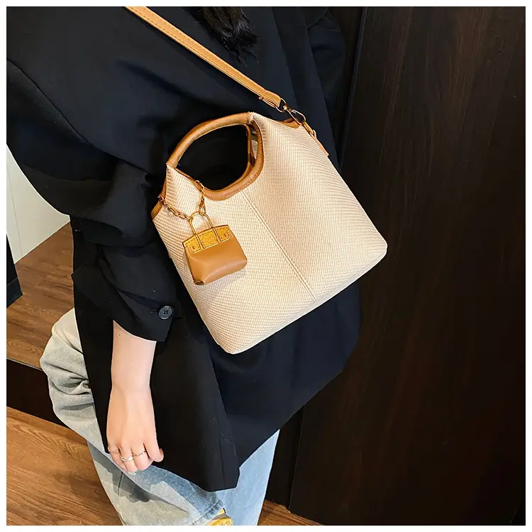 Women's 2-Piece Korean Style Bucket Bag Set Beige — feature 38