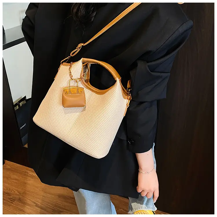 Women's 2-Piece Korean Style Bucket Bag Set Beige — feature 39