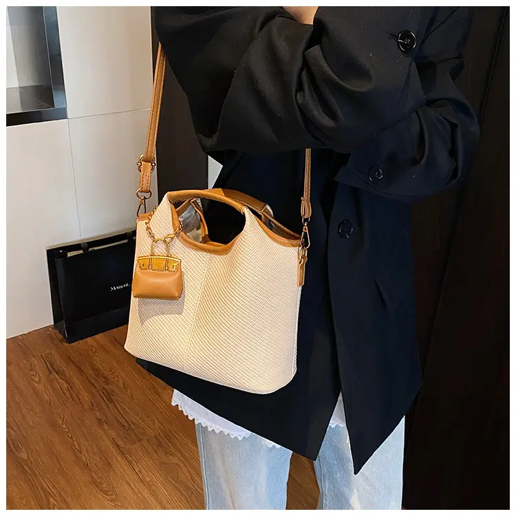 Women's 2-Piece Korean Style Bucket Bag Set Beige — feature 40
