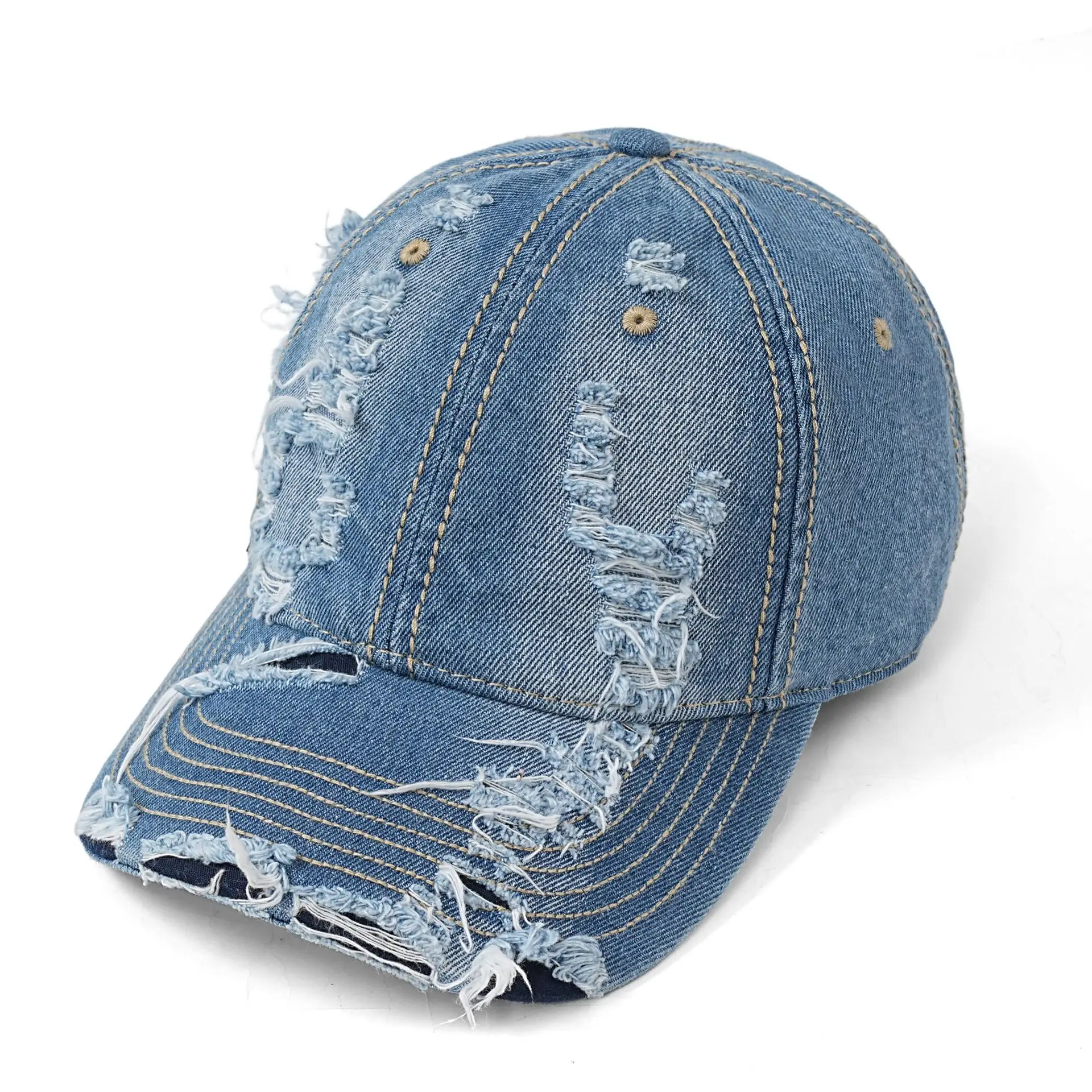 Retro Faded Denim Baseball Cap for Men - Image 6