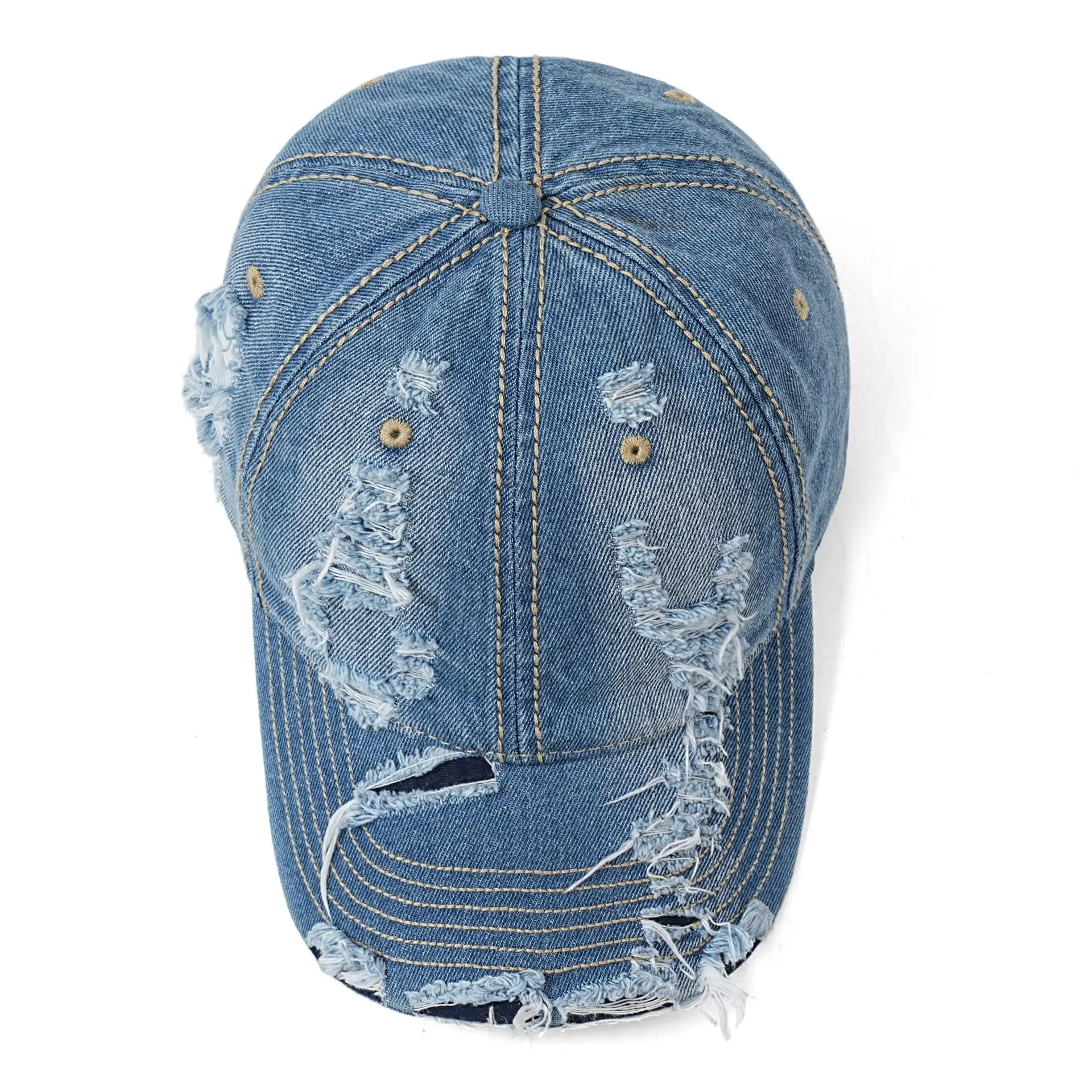 Retro Faded Denim Baseball Cap for Men - Image 7