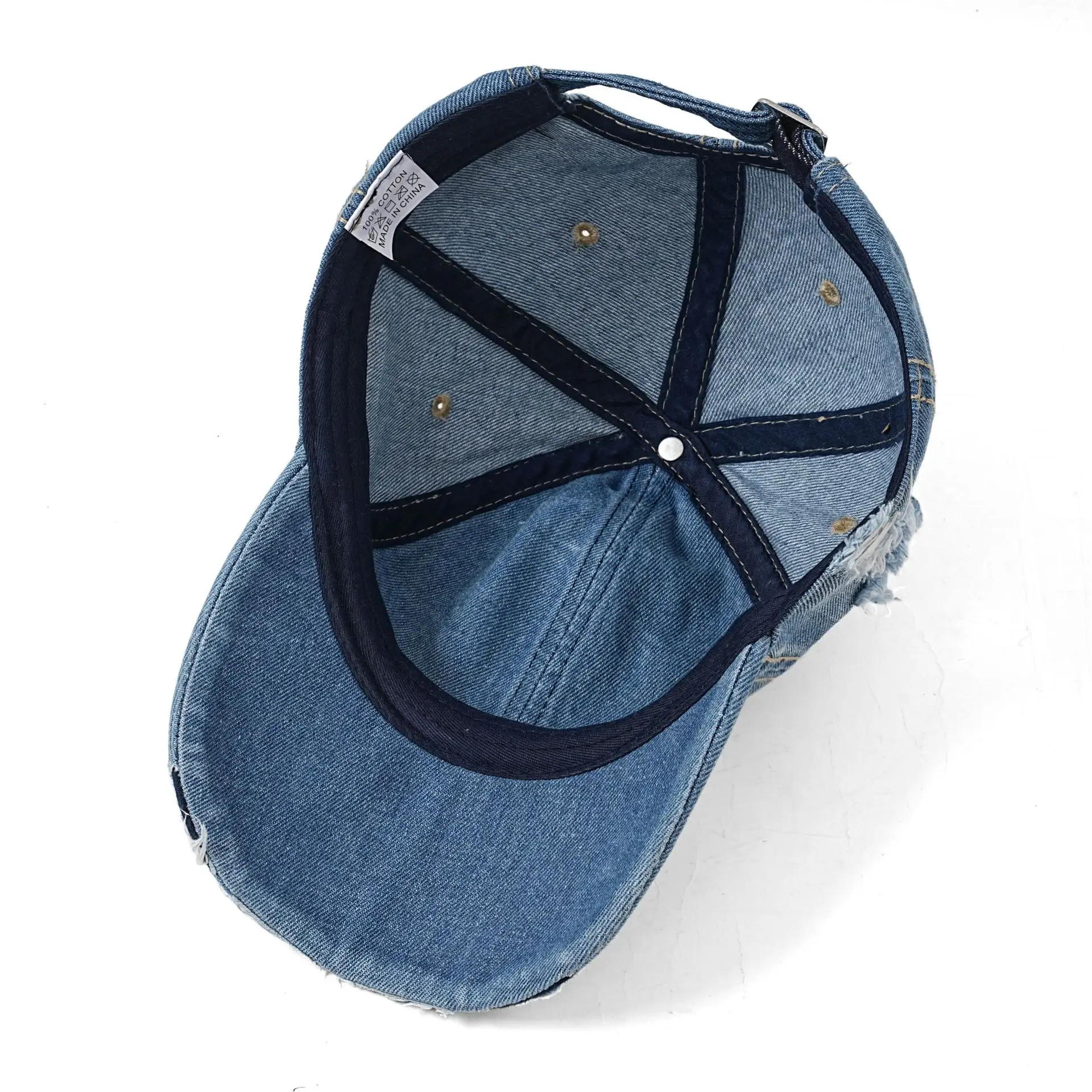 Retro Faded Denim Baseball Cap for Men - Image 8
