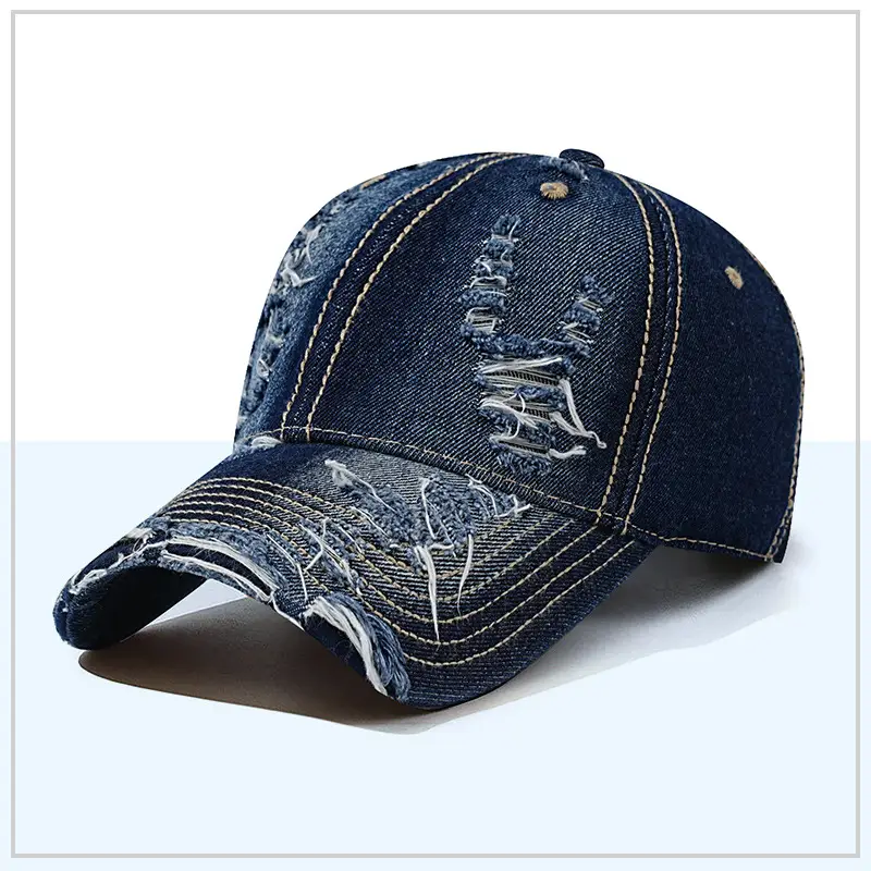 Retro Faded Denim Baseball Cap for Men - Image 2