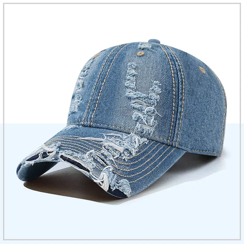 Retro Faded Denim Baseball Cap for Men - Image 3